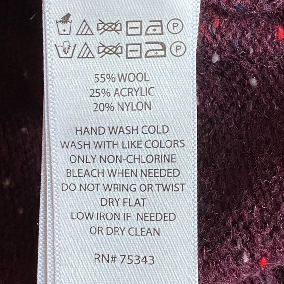 NWT C&C California Wool Turtleneck Sweater Sz L Burgundy Speckled Ski Cabincore - Picture 9 of 12